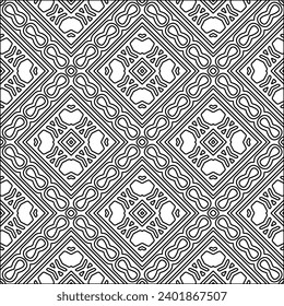 Figures from lines.Black pattern on white wallpaper for web page, textures, card, poster, fabric, textile packaging or napkins. Abstract wallpaper. Repeating background image. White texture.