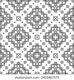 Figures from lines.Black pattern on white wallpaper for web page, textures, card, poster, fabric, textile packaging or napkins. Abstract wallpaper. Repeating background image. White texture.