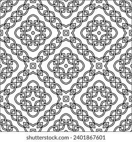 Figures from lines.Black pattern on white wallpaper for web page, textures, card, poster, fabric, textile packaging or napkins. Abstract wallpaper. Repeating background image. White texture.
