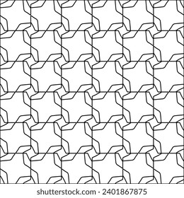 Figures from lines.Black pattern on white wallpaper for web page, textures, card, poster, fabric, textile packaging or napkins. Abstract wallpaper. Repeating background image. White texture