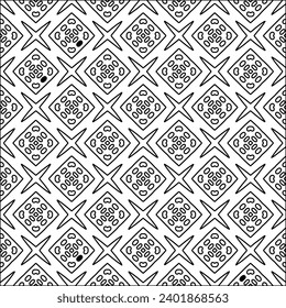 Figures from lines.Black pattern on white wallpaper for web page, textures, card, poster, fabric, textile packaging or napkins. Abstract wallpaper. Repeating background image. White texture.