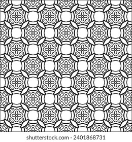 Figures from lines.Black pattern on white wallpaper for web page, textures, card, poster, fabric, textile packaging or napkins. Abstract wallpaper. Repeating background image. White texture.