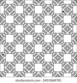 Abbildungen von Linien.Schwarzes Muster auf weißem Bildschirmhintergrund für Webseiten, Texturen, Karten, Poster, Gewebe, Textilverpackungen oder Servietten. Abstrakte Tapete. Wiederholung des Hintergrundbildes. Weiße Textur.