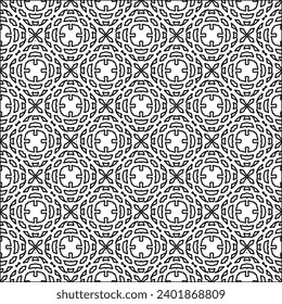 Figures from lines.Black pattern on white wallpaper for web page, textures, card, poster, fabric, textile packaging or napkins. Abstract wallpaper. Repeating background image. White texture.