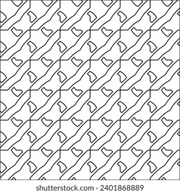 Figures from lines.Black pattern on white wallpaper for web page, textures, card, poster, fabric, textile packaging or napkins. Abstract wallpaper. Repeating background image. White texture.