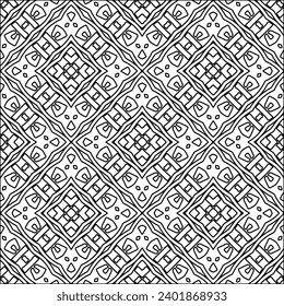Figures from lines.Black pattern on white wallpaper for web page, textures, card, poster, fabric, textile packaging or napkins. Abstract wallpaper. Repeating background image. White texture.