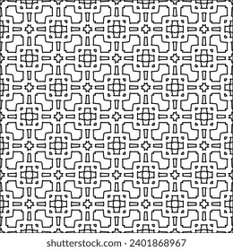 Figures from lines.Black pattern on white wallpaper for web page, textures, card, poster, fabric, textile packaging or napkins. Abstract wallpaper. Repeating background image. White texture.