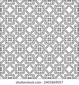 Figures from lines.Black pattern on white wallpaper for web page, textures, card, poster, fabric, textile packaging or napkins. Abstract wallpaper. Repeating background image. White texture.