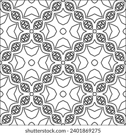 Figures from lines.Black pattern on white wallpaper for web page, textures, card, poster, fabric, textile packaging or napkins. Abstract wallpaper. Repeating background image. White texture