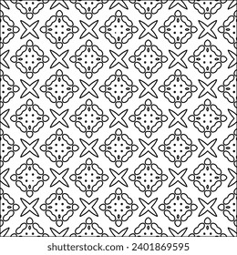 Figures from lines.Black pattern on white wallpaper for web page, textures, card, poster, fabric, textile packaging or napkins. Abstract wallpaper. Repeating background image. White texture.