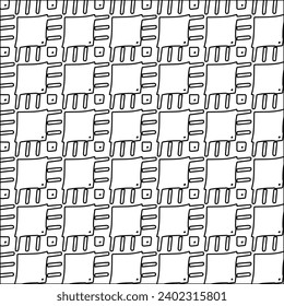 Figures from lines.Black pattern on white wallpaper for web page, textures, card, poster, fabric, textile packaging or napkins. Abstract wallpaper. Repeating background image. White texture.