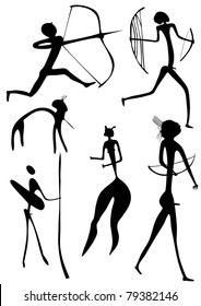 figures looks like cave painting - primitive art - warriors