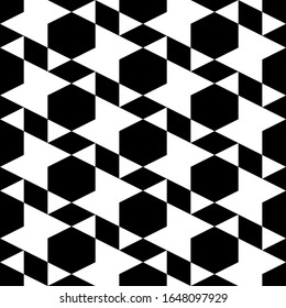 Figures motif. Hexagonal, quadrangular shapes wallpaper. Geometrical backdrop. Digital paper, web designing, textile print.Hexagons, rhombuses ornament. Polygons background. Seamless pattern.