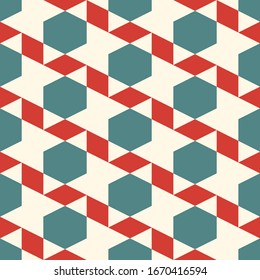 Figures motif. Hexagonal, quadrangular shapes wallpaper. Geometrical backdrop. Digital paper, web designing, textile print.Hexagons, rhombuses ornament. Polygons background. Seamles pattern