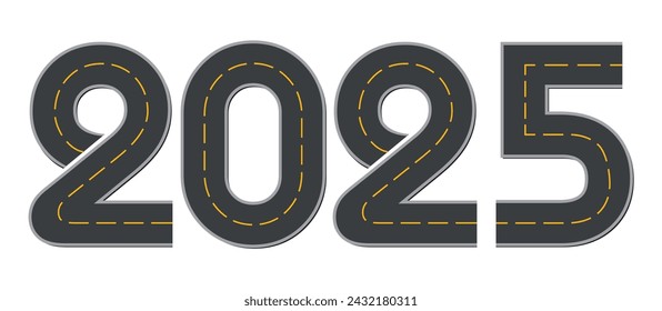 Figures of the new year in the form of a road. Vector drawing