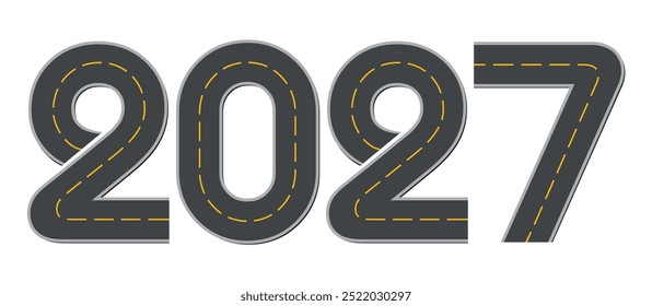 Figures of the new year in the form of a road. Vector drawing