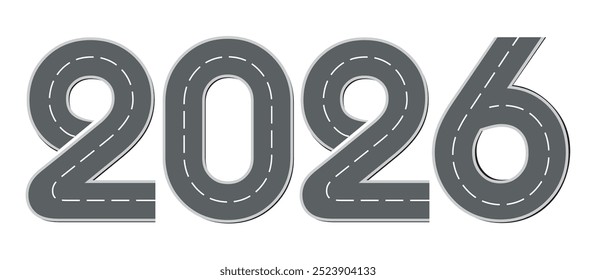 Figures of the new year in the form of a road. Vector drawing