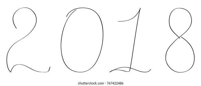 Figures of the new year. Isolated black image on white background.