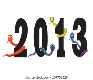 figures of the new year with the snakes of different colors.