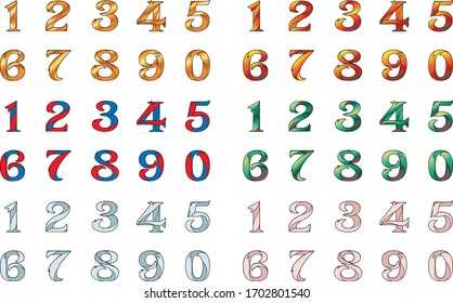 Figures. one, two, three, four, five, six, seven, eight, nine, zero. 1234567890. Beautiful font. Vector. Collection. Ornate figure.