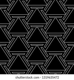 Figures ornament. Geometrical backdrop. Simple shapes wallpaper. Geometric background. Polygonal motif. Digital paper, textile print, abstract. Seamless pattern. Vector.