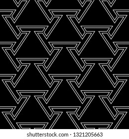 Figures ornament. Geometrical backdrop. Simple shapes wallpaper. Geometric background. Polygonal motif. Digital paper, textile print, abstract. Seamless pattern. Vector.