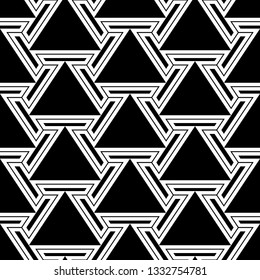 Figures ornament. Geometrical backdrop. Simple shapes wallpaper. Geometric background. Polygonal motif. Digital paper, textile print, abstract. Seamless pattern. Vector.