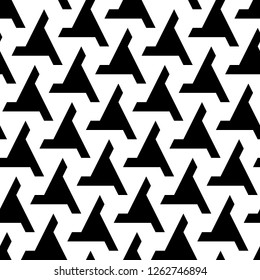 Figures ornament. Geometrical backdrop. Triangular shapes background. Geometric wallpaper. Polygons motif. Digital paper, textile print, web design, abstract. Seamless pattern. Vector.