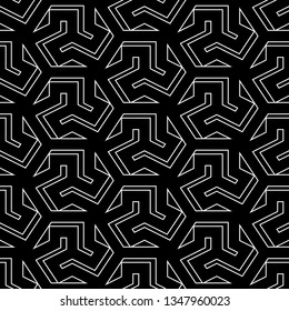 Figures ornament. Polygons background. Simple shapes wallpaper. Mosaics motif. Geometrical backdrop. Digital paper, web designing, textile print. Seamles pattern. Vector.