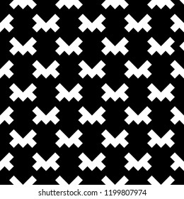 Figures pattern. Simple shapes backdrop. Ethnic motif. Tribal wallpaper. Folk background. Mosaic ornament. Digital paper, textile print, web design, page fill. Seamless vector. Abstract artwork
