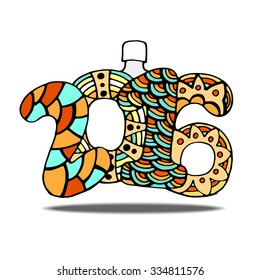Figures with patterns. doodling. Merry Christmas And Happy New Year.