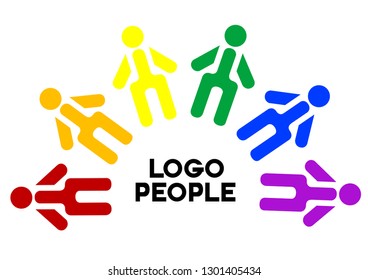 Figures of people and inscriptions on the logo