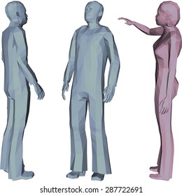Figures of people standing in different poses. Vector illustration in low-polygonal style