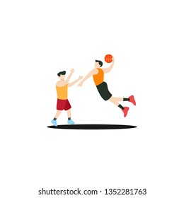 Figures Playing Basketball Illustration