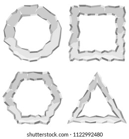Figures from stones, frames from stones. Realistic stone figures. Flat design, vector illustration, vector.