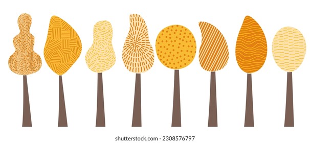 Figures of trees. Autumn trees. Vector