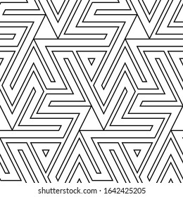Figures, triangles, curves pattern. Ethnic ornament. Geometric wallpaper. Tribal background. Folk backdrop. Mosaics motif. Digital paper, web design, textile print. Seamless image. Vector
