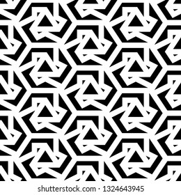 Figures, triangles ornament. Geometrical backdrop. Simple shapes wallpaper. Geometric background. Polygonal motif. Digital paper, textile print, abstract. Seamless pattern. Vector