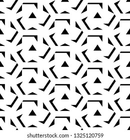 Figures, triangles ornament. Geometrical backdrop. Simple shapes wallpaper. Geometric background. Polygonal motif. Digital paper, textile print, abstract. Seamless pattern. Vector