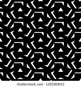 Figures, triangles ornament. Geometrical backdrop. Simple shapes wallpaper. Geometric background. Polygonal motif. Digital paper, textile print, abstract. Seamless pattern. Vector.