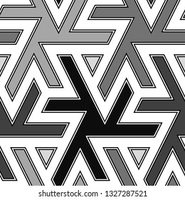 Figures, triangles pattern.Geometric wallpaper. Ethnic ornament. Tribal background. Folk backdrop. Mosaics motif. Digital paper, web design, textile print. Seamless image. Vector art work.