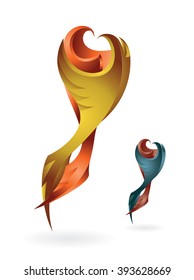 figures of two birds, embrace, abstract form . vector illustration.