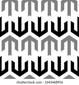 Figures wallpaper. Simple ornament. Seamless pattern. Arrows background. Ethnic motif. Folk image. Arrow shapes backdrop. Digital paper, textile print, web design, abstract