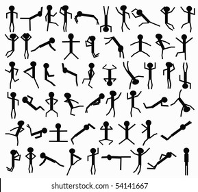 Figures which are engaged in various physical exercises