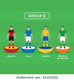 Figurine Football (Soccer), group E. Editable vector design. 