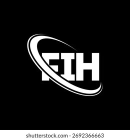 Logotipo de la FIH. Carta FIH. Diseño del logotipo de la letra FIH. Logotipo de la FIH con el círculo y el logotipo del monograma en mayúsculas. Tipografía FIH para tecnología, negocio y marca inmobiliaria.