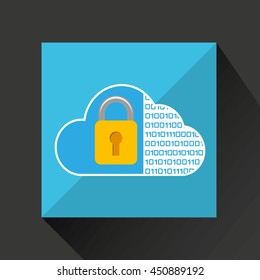 fiiles and security cloud technology icon, vector illustration