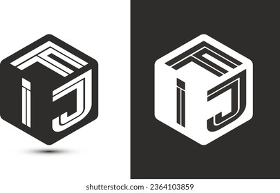 FIJ letter logo design with illustrator cube logo, vector logo modern alphabet font overlap style. Premium Business logo icon. White color on black background