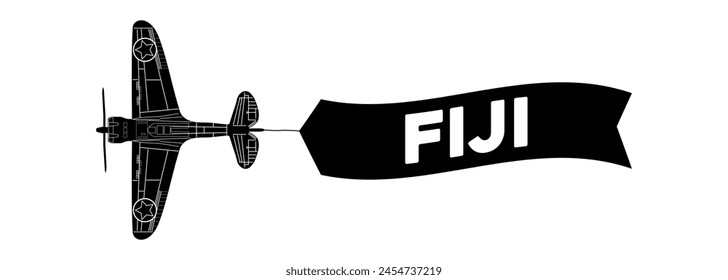 Fiji advertisement banner is attached to the plane