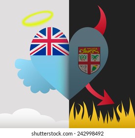 Fiji background of a heart half demon half angel